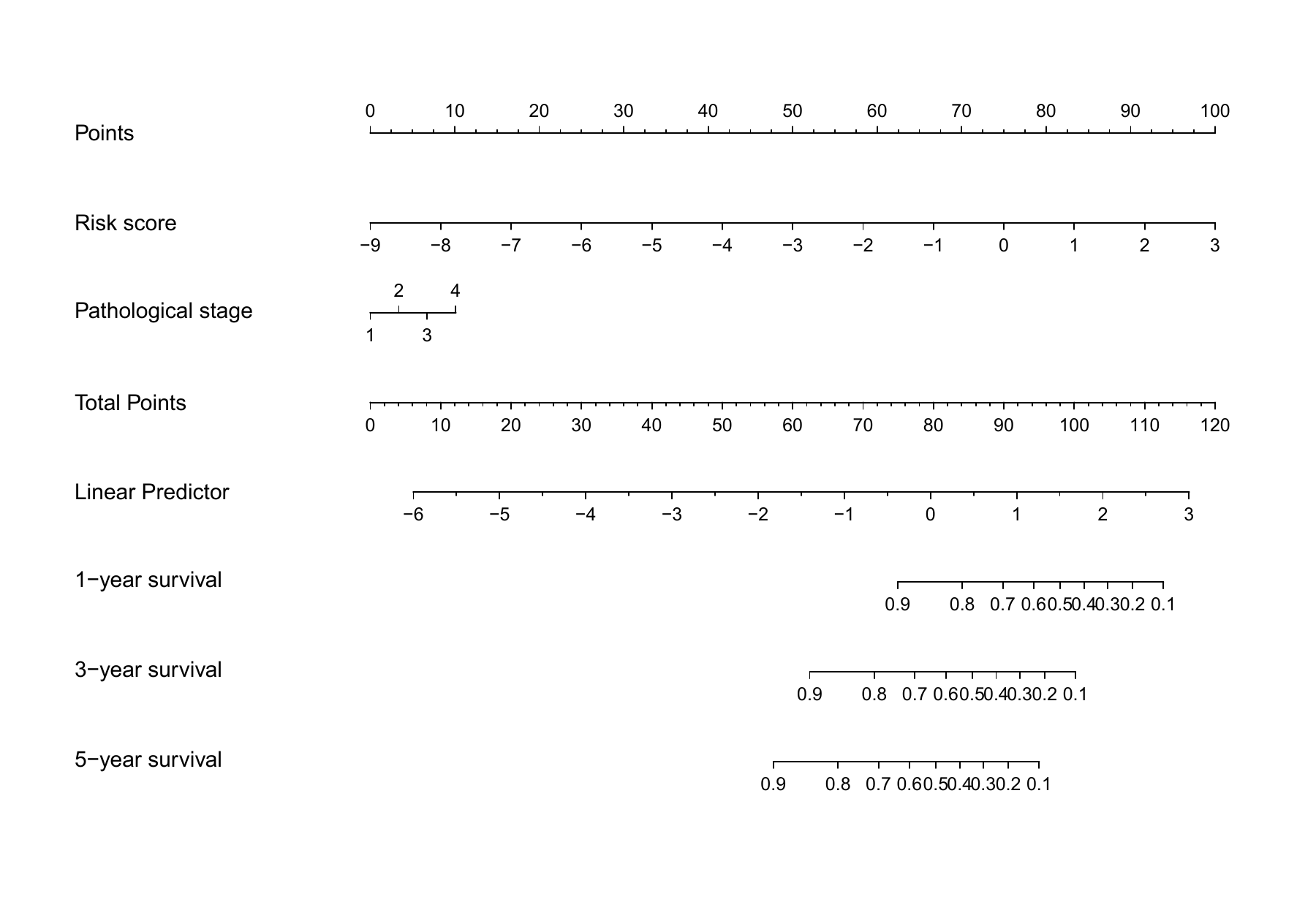 Risk score plus pathological stage nomogram preview